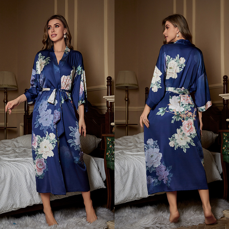Short sleeve homewear pajamas satin nightgown for women