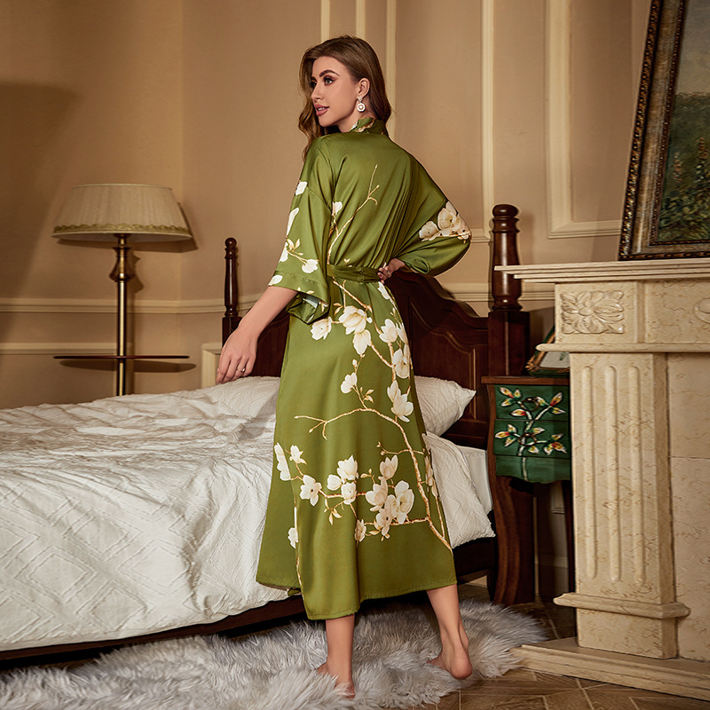 Ice silk nightgown homewear jade for women