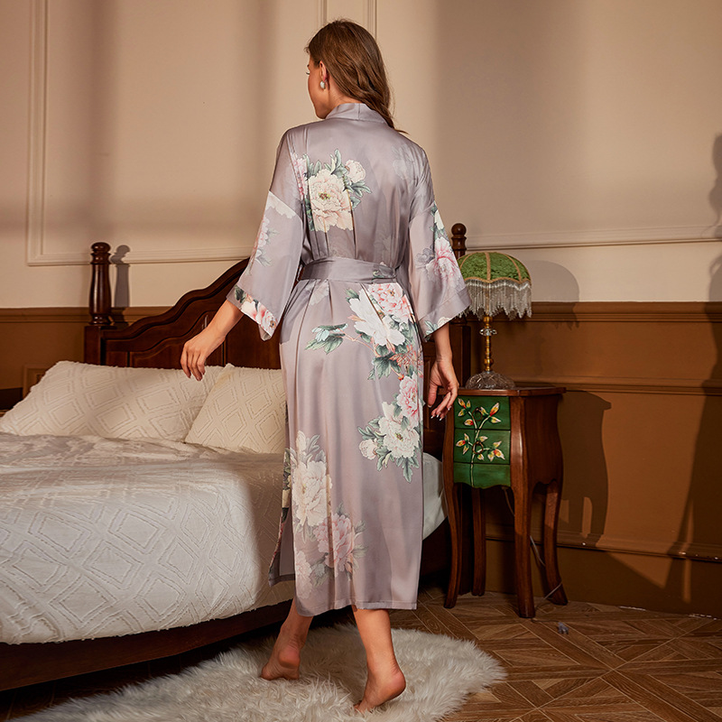 Spring and summer ice silk pajamas frenum nightgown