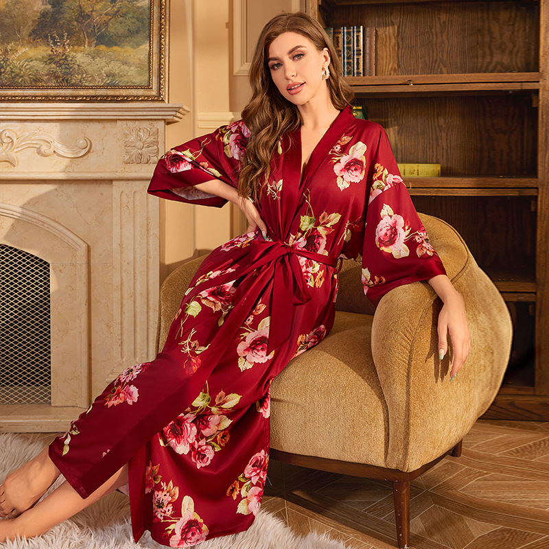Light luxury satin pajamas homewear nightgown for women