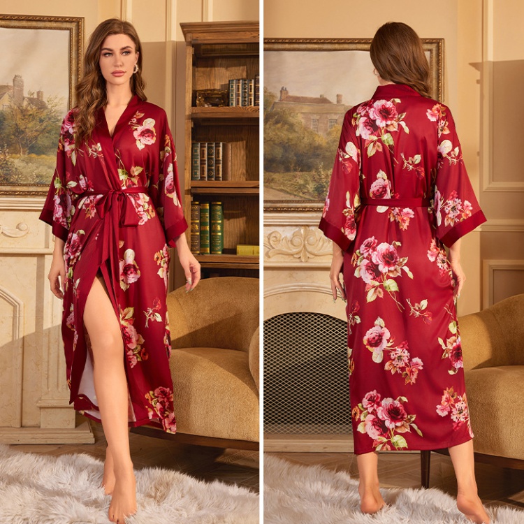 Light luxury satin pajamas homewear nightgown for women