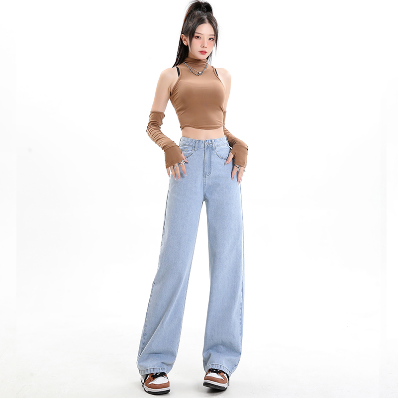 Loose high waist spring high quality wide leg jeans