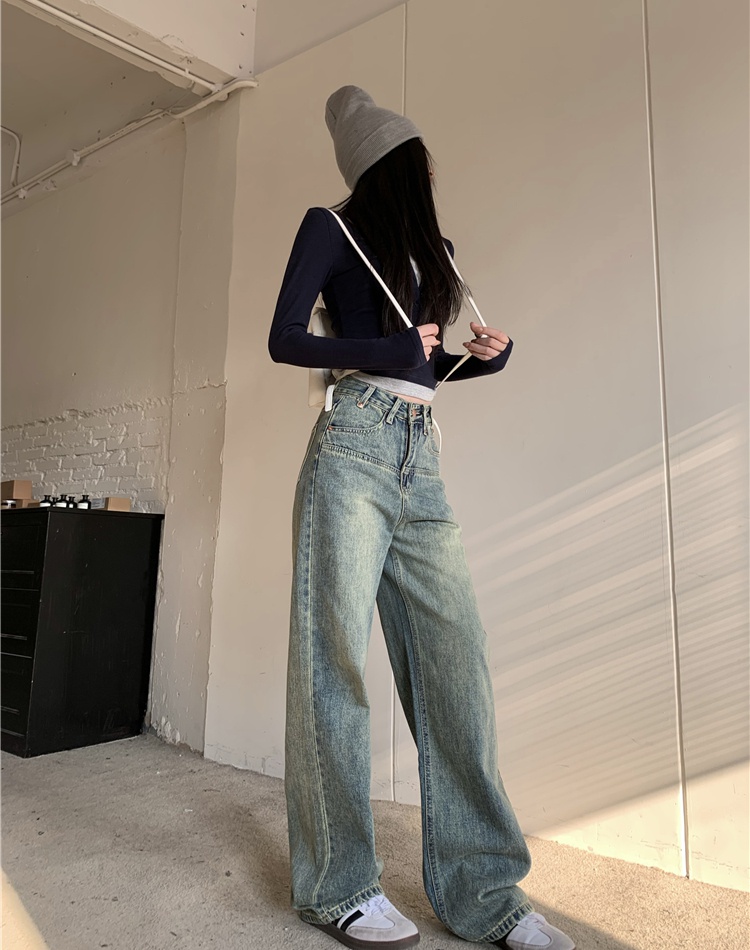 Autumn and winter mopping pants loose all-match jeans