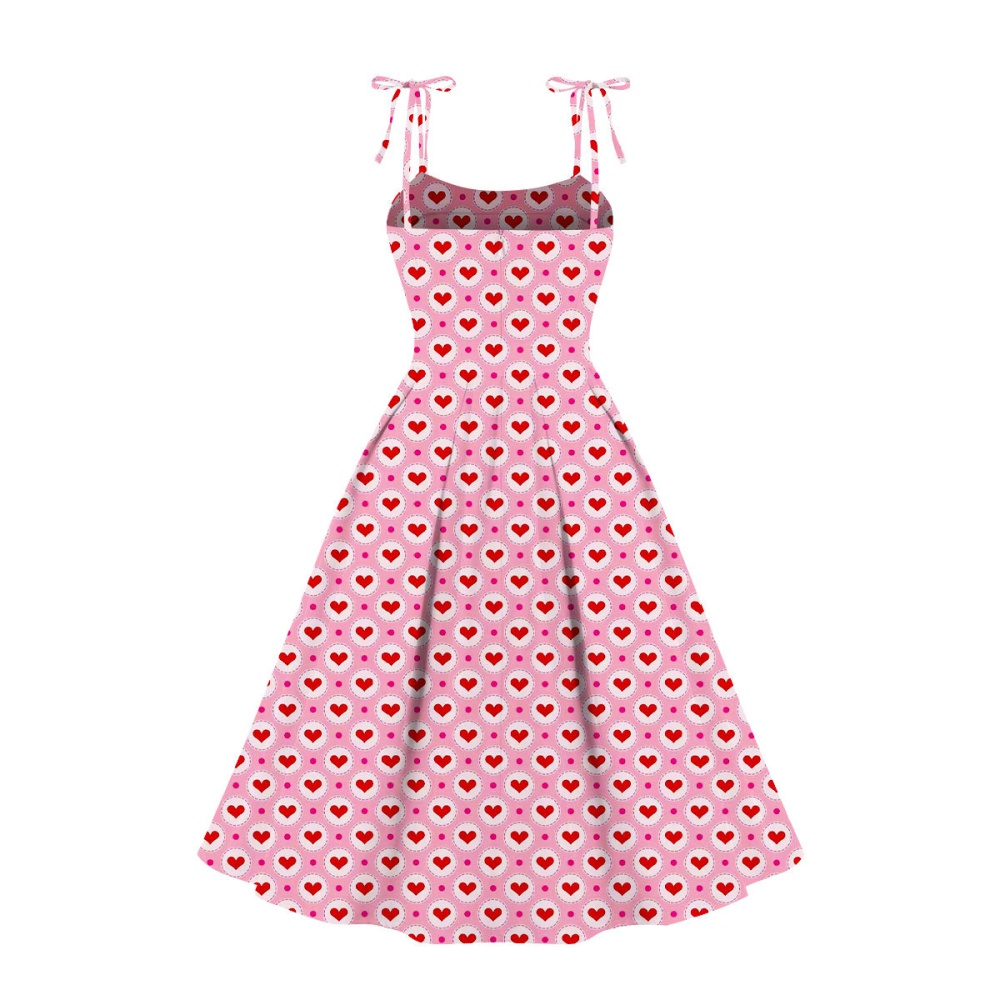 Sling polka dot printing flat shoulder long dress for women