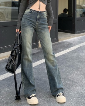 Loose elasticity retro jeans high waist slim burr long pants