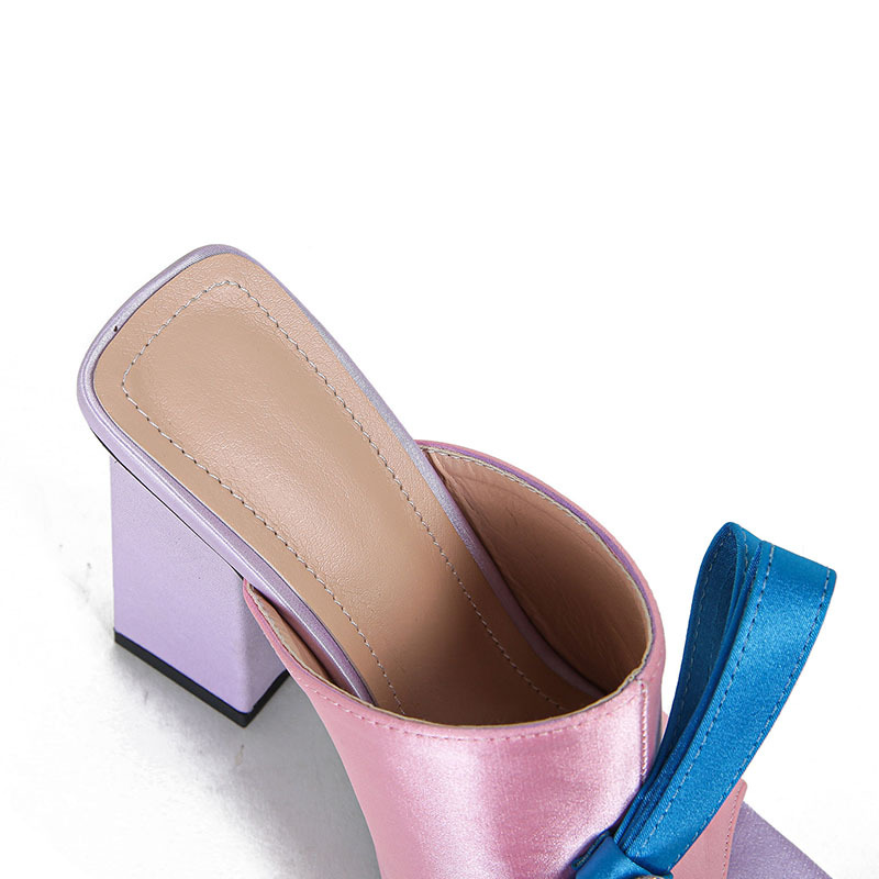 Fashion thick high-heeled niche slippers for women