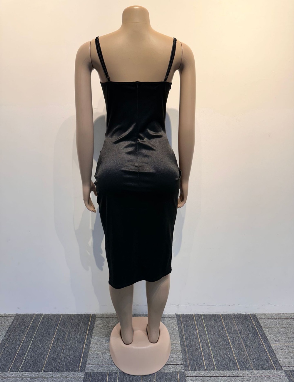 Rhinestone pinched waist package hip slim sling dress