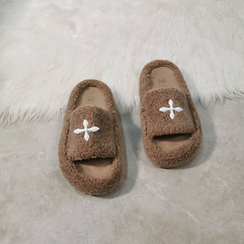 Thick crust open toe Korean style slippers for women