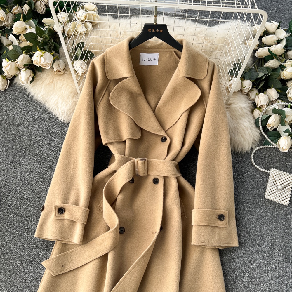 Long slim coat double-breasted autumn and winter windbreaker