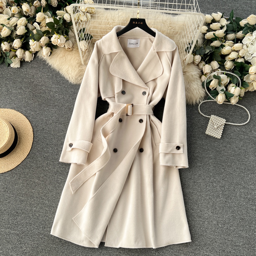 Long slim coat double-breasted autumn and winter windbreaker