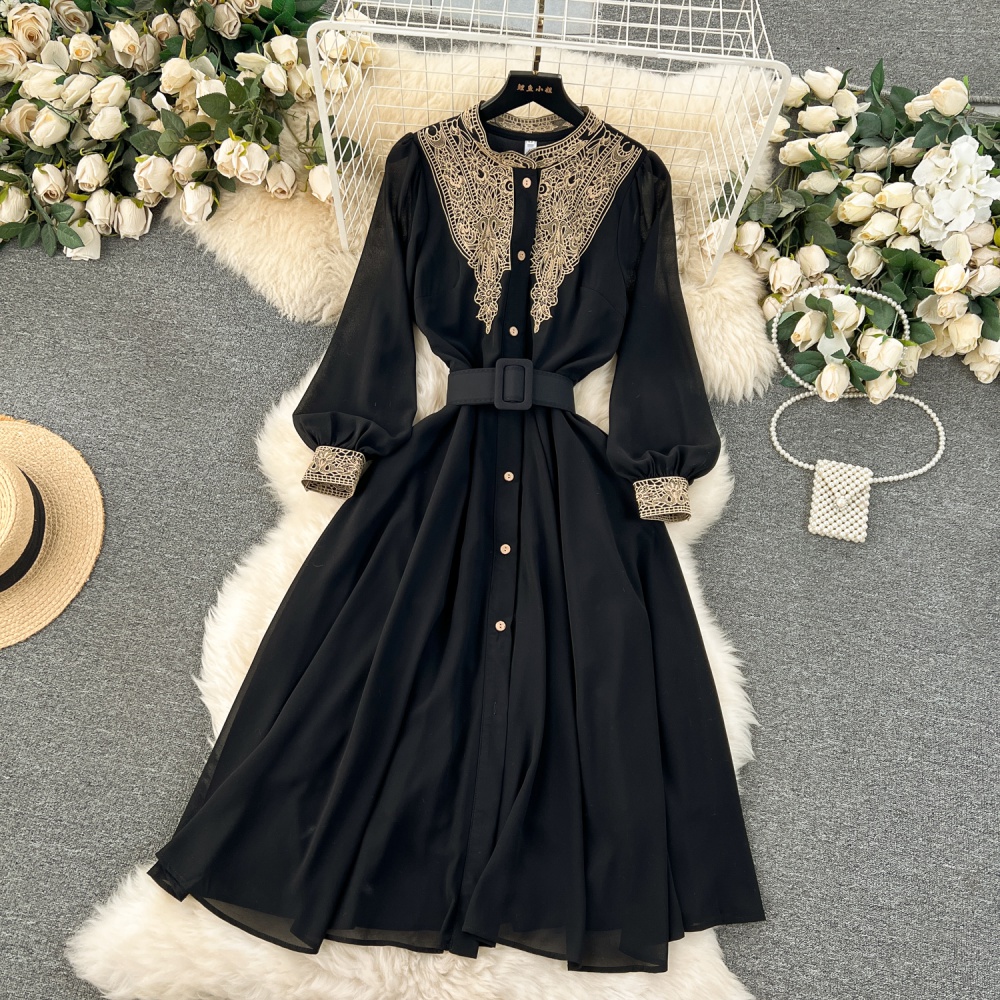 Long court style breasted dress for women