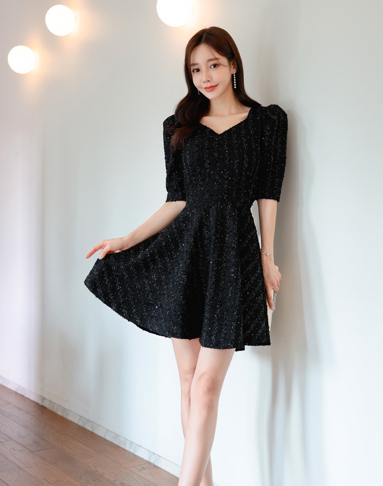 Korean style A-line dress sexy spring and autumn formal dress