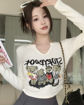 Autumn and winter T-shirt printing tops for women