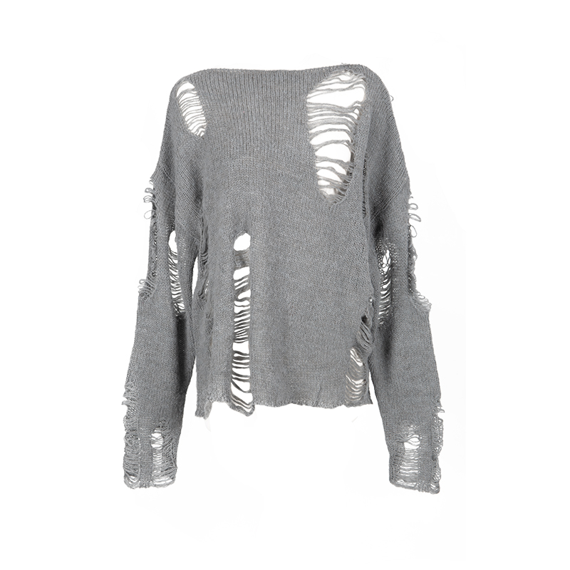 Hollow autumn long sleeve sweater holes Casual tops for women