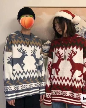 Christmas lazy couple clothes fawn long sleeve sweater