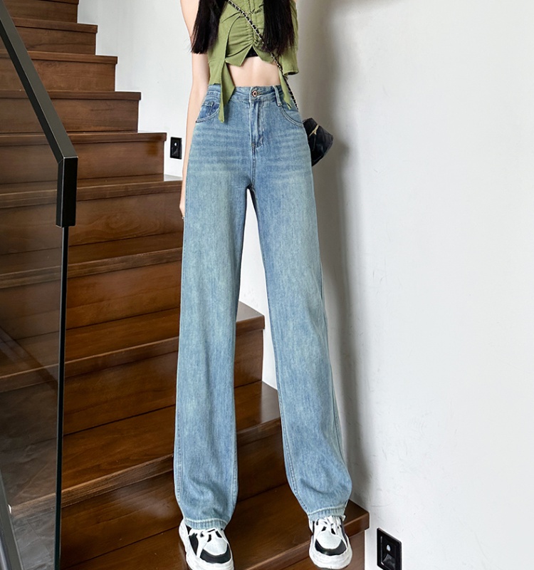 High quality all-match slim wide leg loose jeans for women