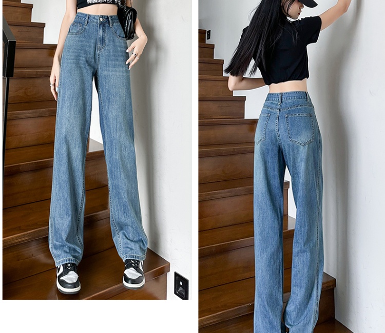 High quality all-match slim wide leg loose jeans for women