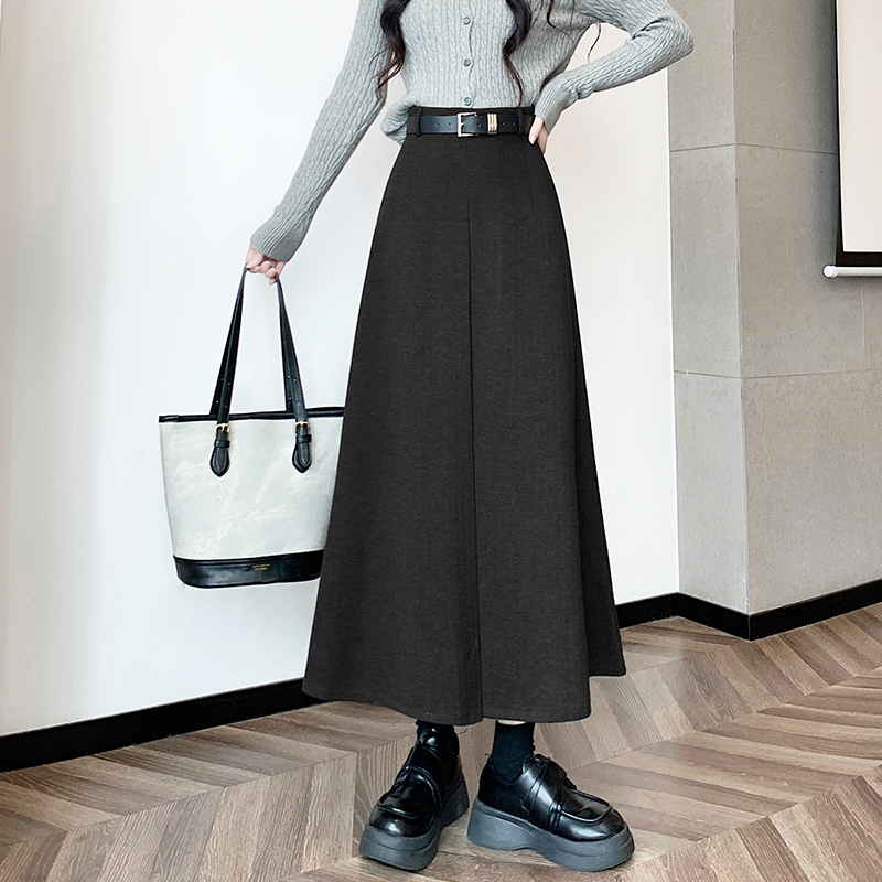A-line woolen skirt autumn and winter long skirt for women