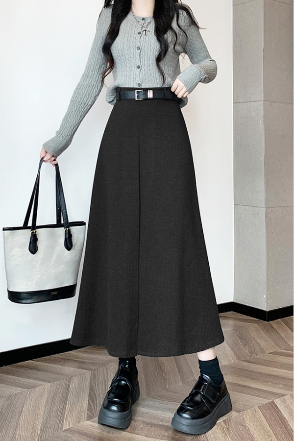 A-line woolen skirt autumn and winter long skirt for women