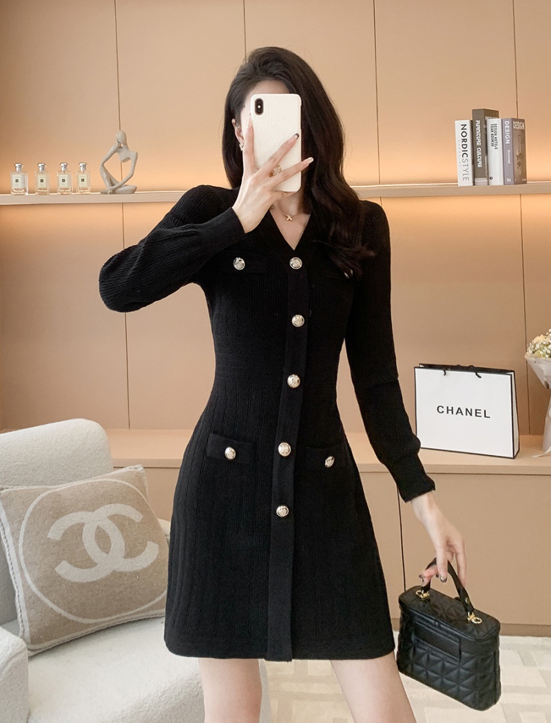 Chanelstyle A-line sweater dress knitted dress