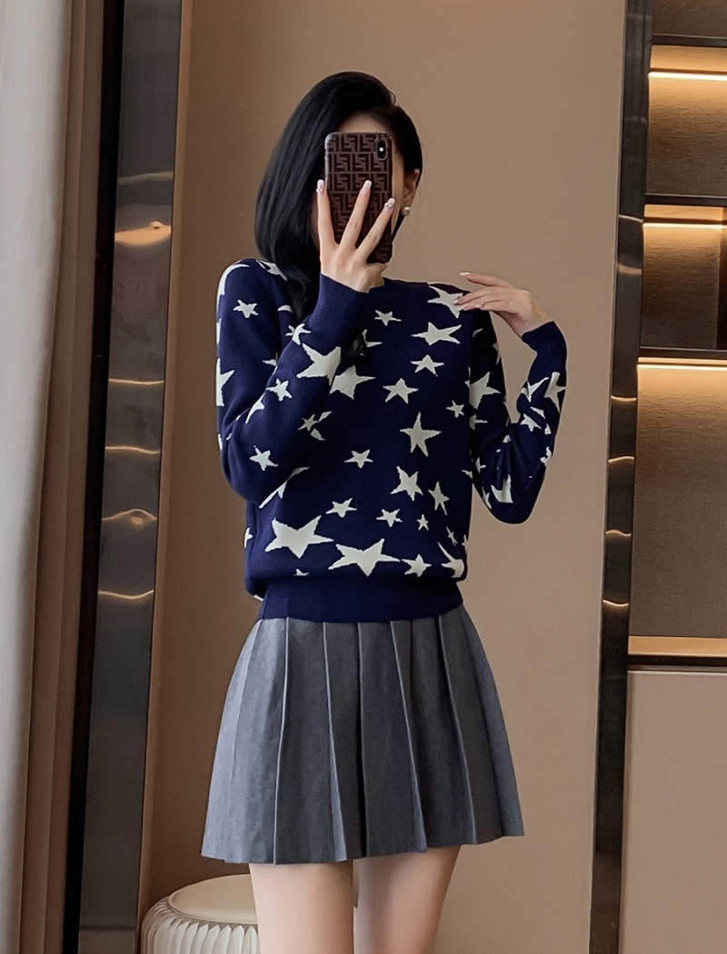 Star chanelstyle wears outside sweater for women