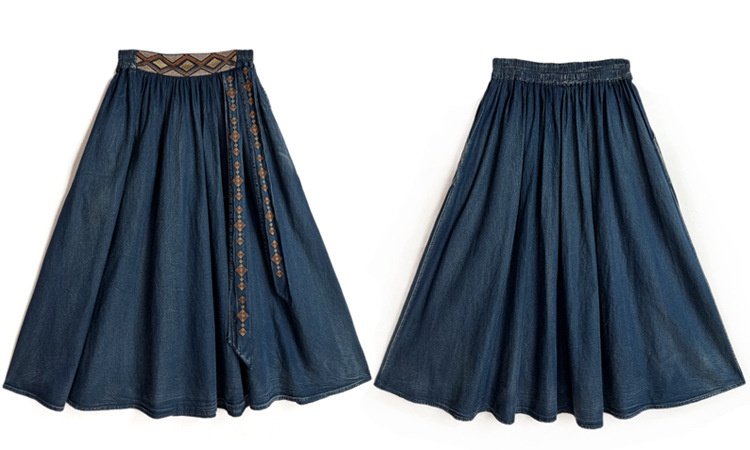 Denim temperament long skirt washed all-match skirt