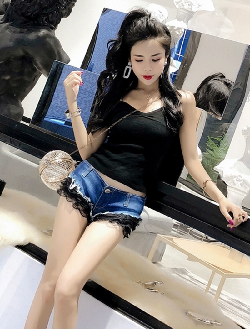 Nightclub lace shorts all-match short jeans