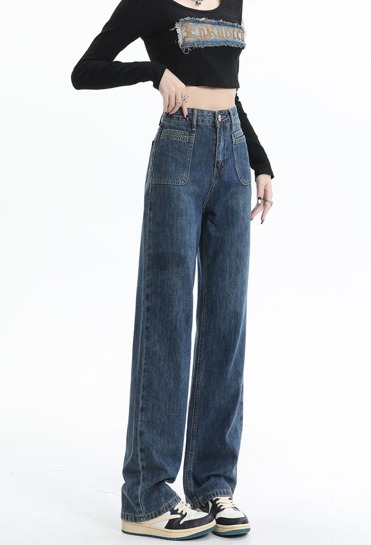 Retro autumn and winter mopping jeans for women