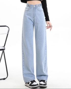 Drape wide leg jeans spring adjustable pants for women