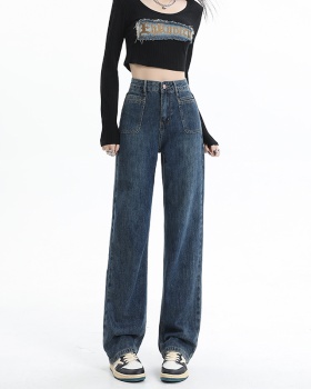 High quality high waist black-gray jeans for women
