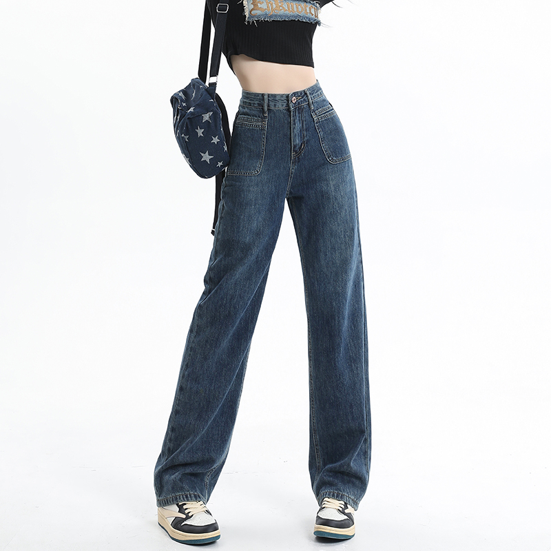 High quality high waist black-gray jeans for women