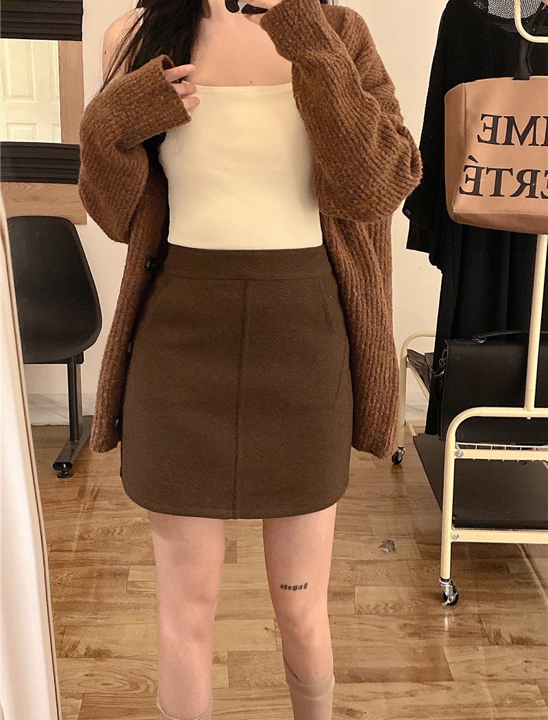 Woolen winter short skirt high waist skirt for women