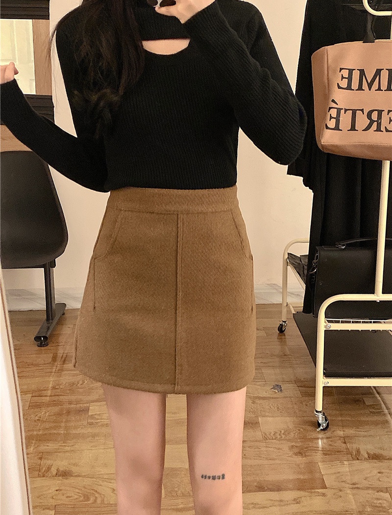 Woolen winter short skirt high waist skirt for women