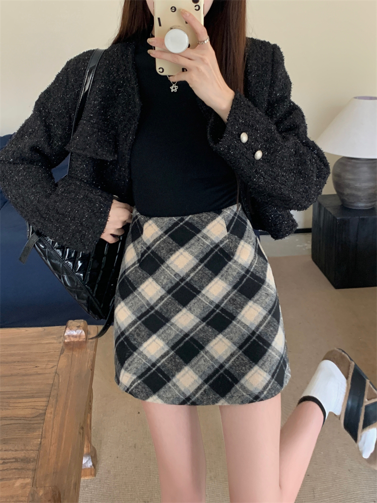 A-line woolen skirt autumn slim short skirt