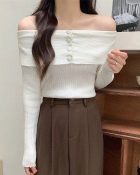 Flat shoulder niche sweater long sleeve slim tops