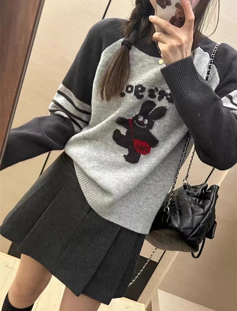 Wool European style bunny sweater for women