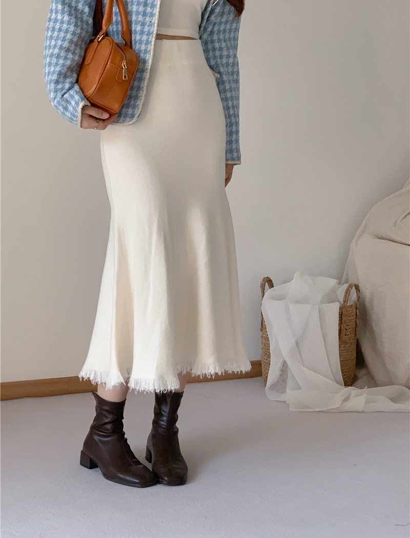 Long Korean style thick high waist package hip slim skirt
