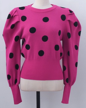 Polka dot retro shirts fashion knitted sweater for women