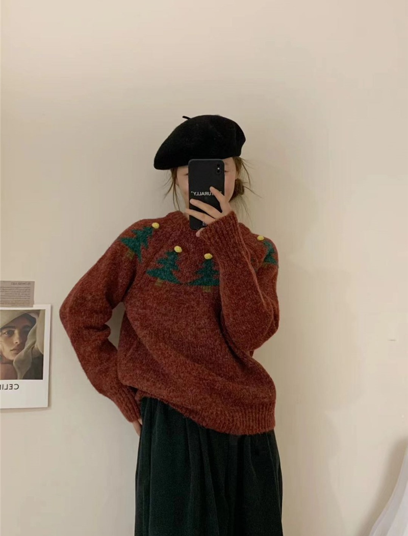 All-match autumn and winter tops christmas retro sweater