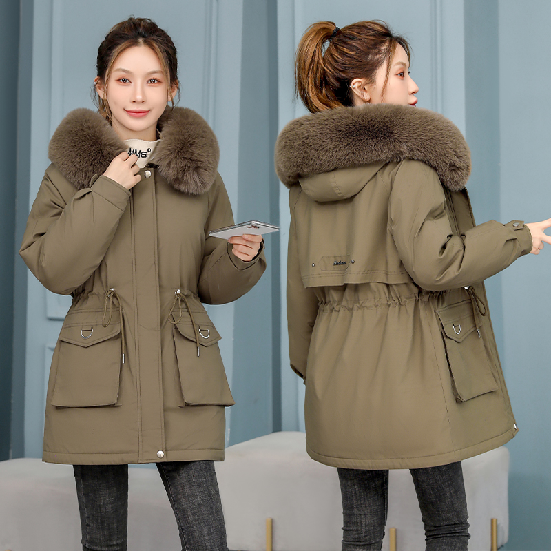 Large fur collar coat Korean style down coat for women