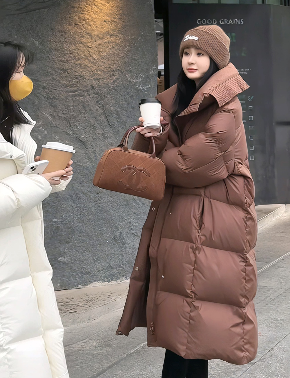 Thick long Korean style down coat lapel loose coat for women