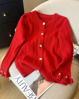 Lazy small fellow sweater red short coat for women