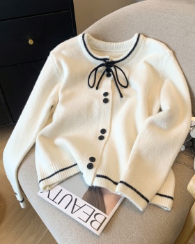 Chanelstyle bow sweater all-match cardigan