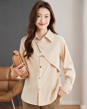 Sueding Korean style tops long sleeve shirt for women