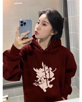 Antique silver complex cotton hooded hoodie for women