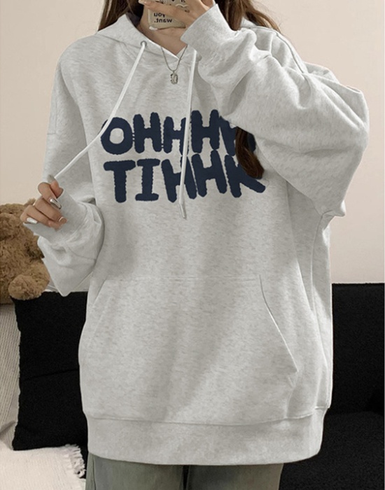 Complex hooded cotton antique silver hoodie for women