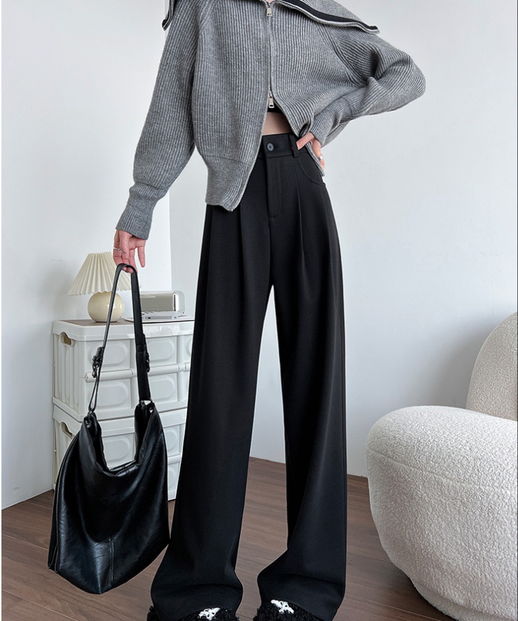 Slim woolen wide leg pants mopping suit pants for women