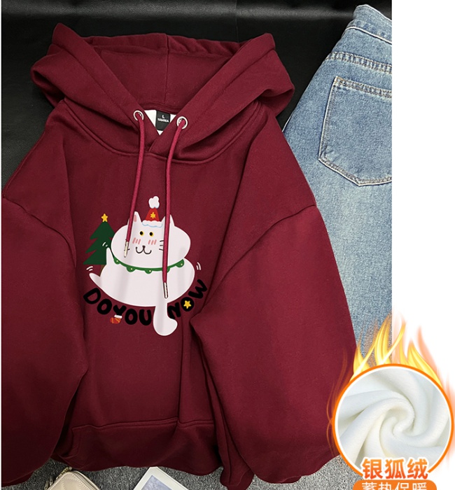 Cotton autumn and winter antique silver hooded hoodie