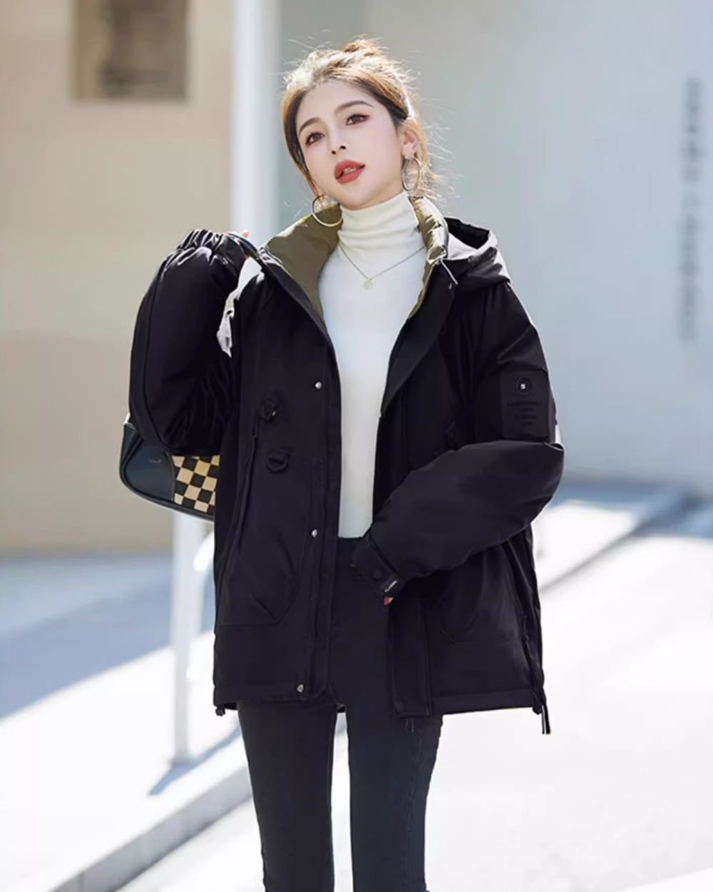 Hooded American style work clothing winter cotton coat