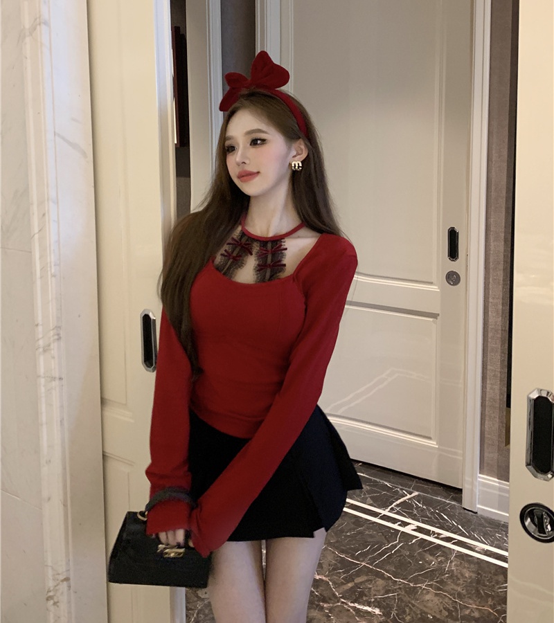 Autumn and winter T-shirt lace bottoming shirt